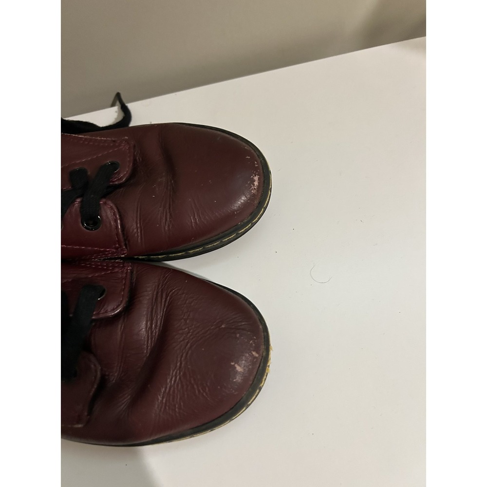 Doc Martens Burgundy Leyton Round Toe Leather Boots Size 6 - Picture 3 of 4